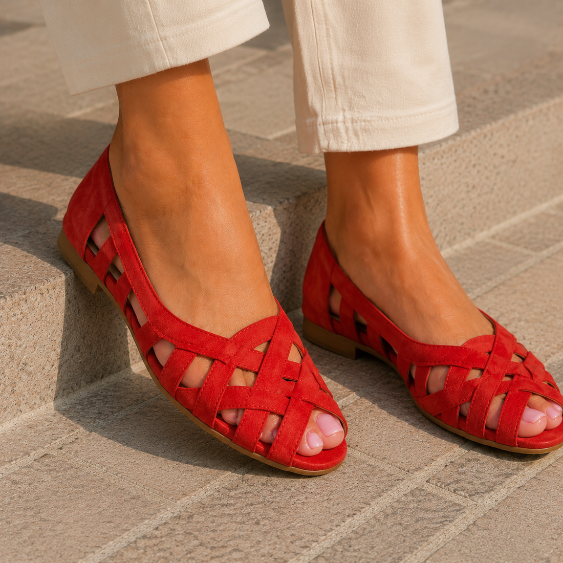Leonelli Woven Sandals - Red