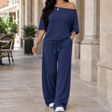 Iris-Claire Wide-Leg Set - Navy Blue