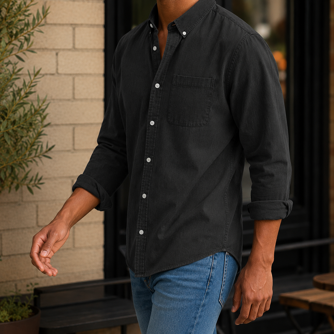 Carter Chambray Shirt - Black