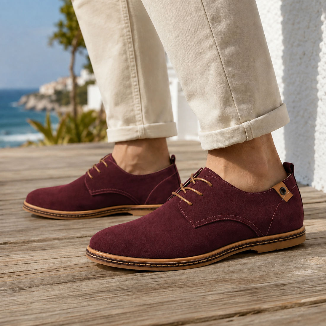 Santoro Suede Derby Shoes - Wine Red