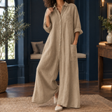 Ancelin-Belle Wide Leg Jumpsuit - Khaki