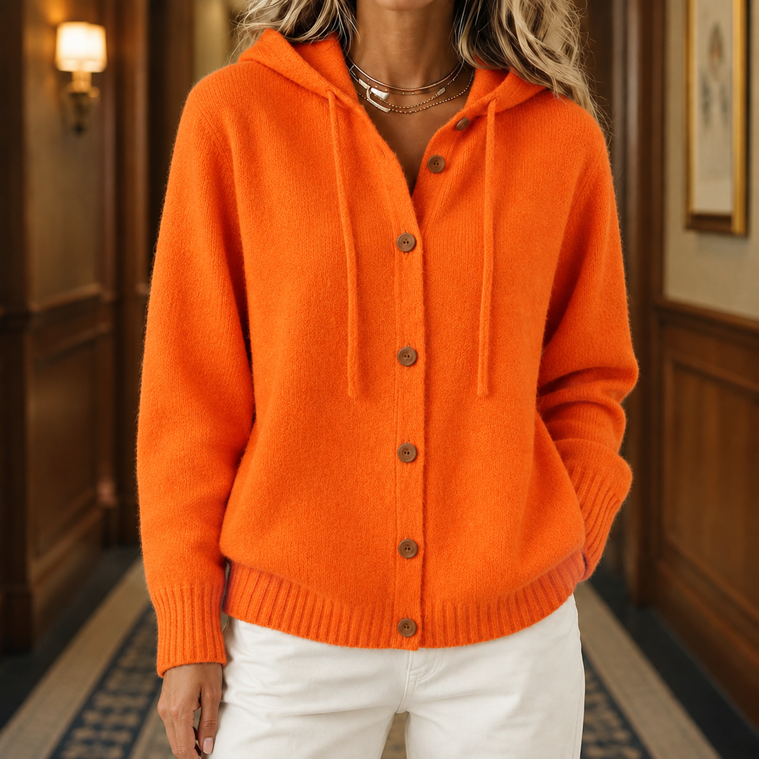 Ancelin Hooded Cardigan - Red