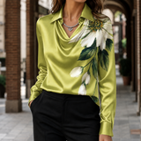 Nora-Jade Draped Blouse - Grüner Blumendruck
