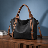 Tavelli Zip Detail Tote - Black Brown 2