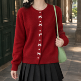 Grace-Eve Bow Cardigan - Red