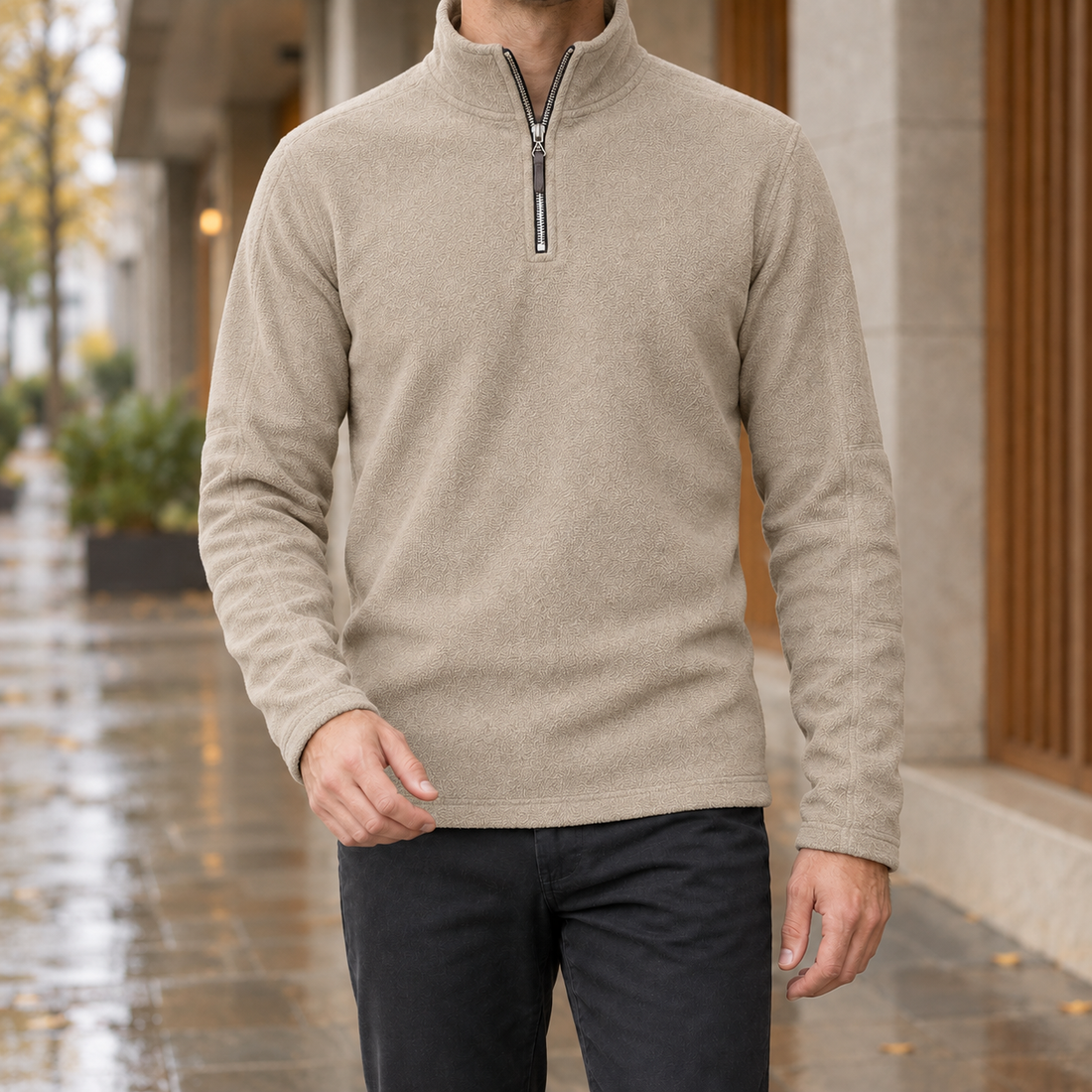 Douglas Quarter Zip Top - Khaki