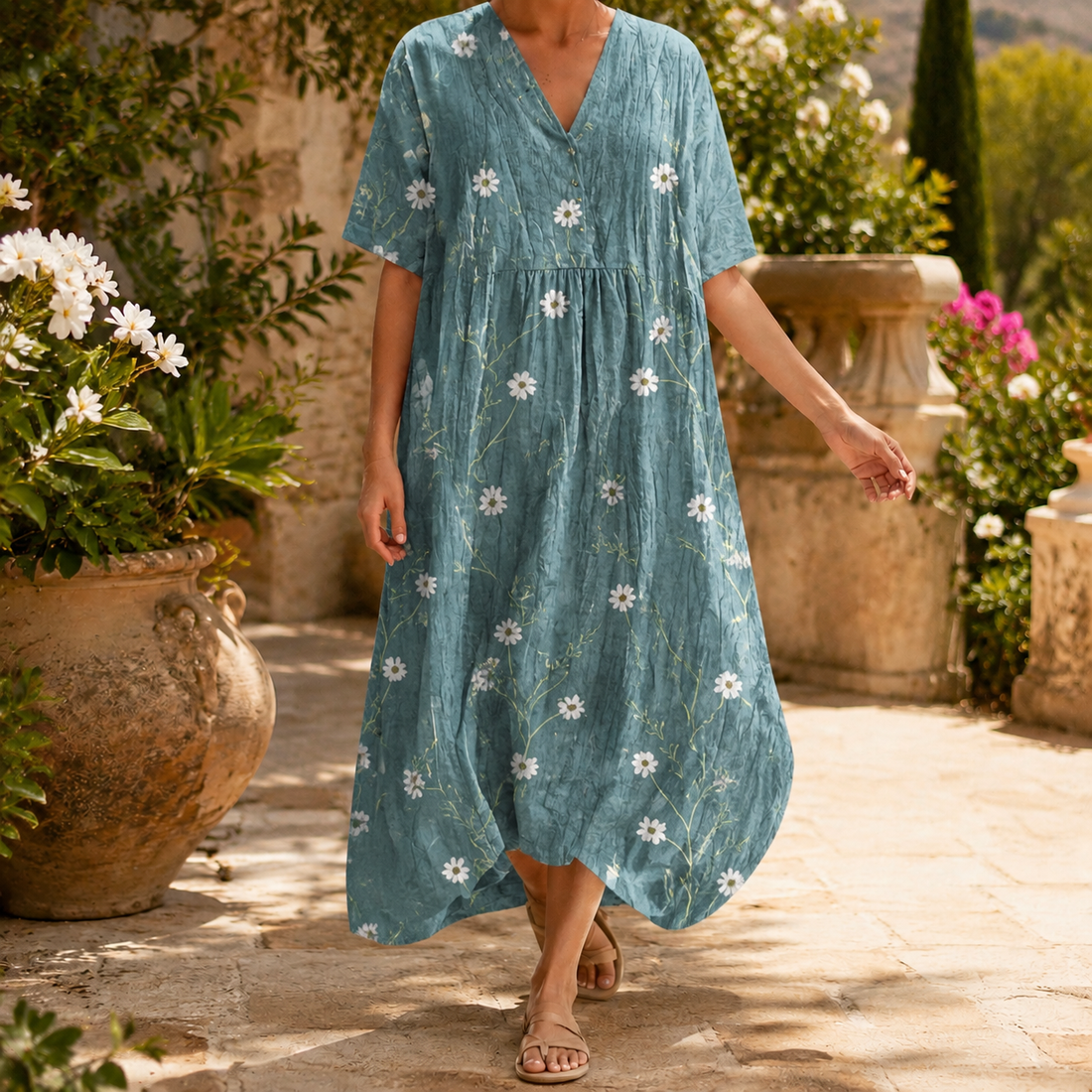 Adriana-Elise Cocoon Midi Dress - Sage Green