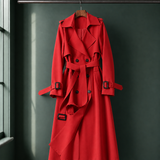 Azalea Belted Overcoat - Red