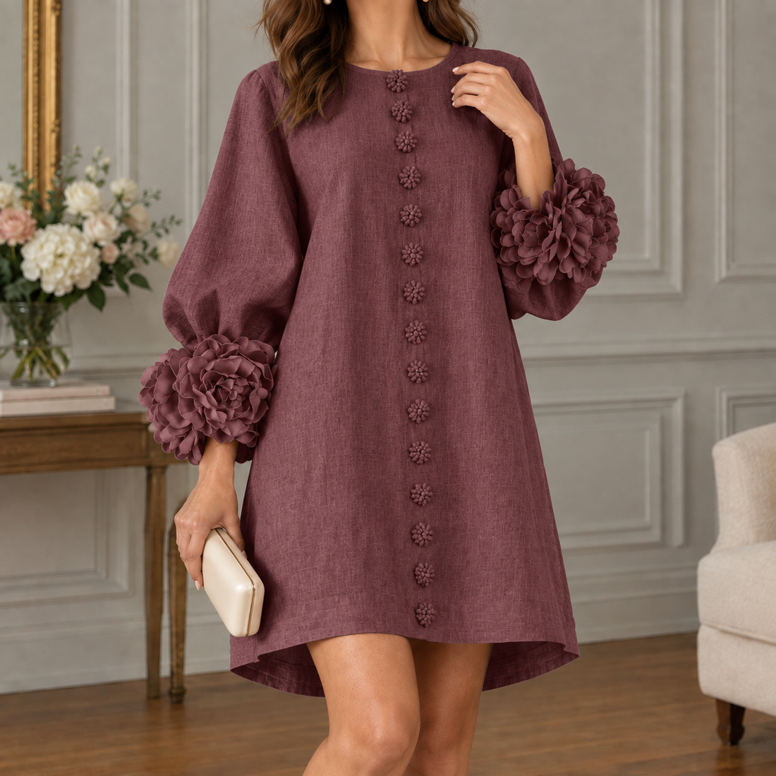 Jade A-Line Dress - Deep Red
