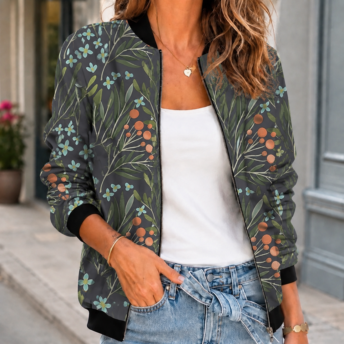 Margot-Skye Printed Jacket - Dark Gray