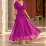 Sylvaine Draped Maxi Dress - Magenta