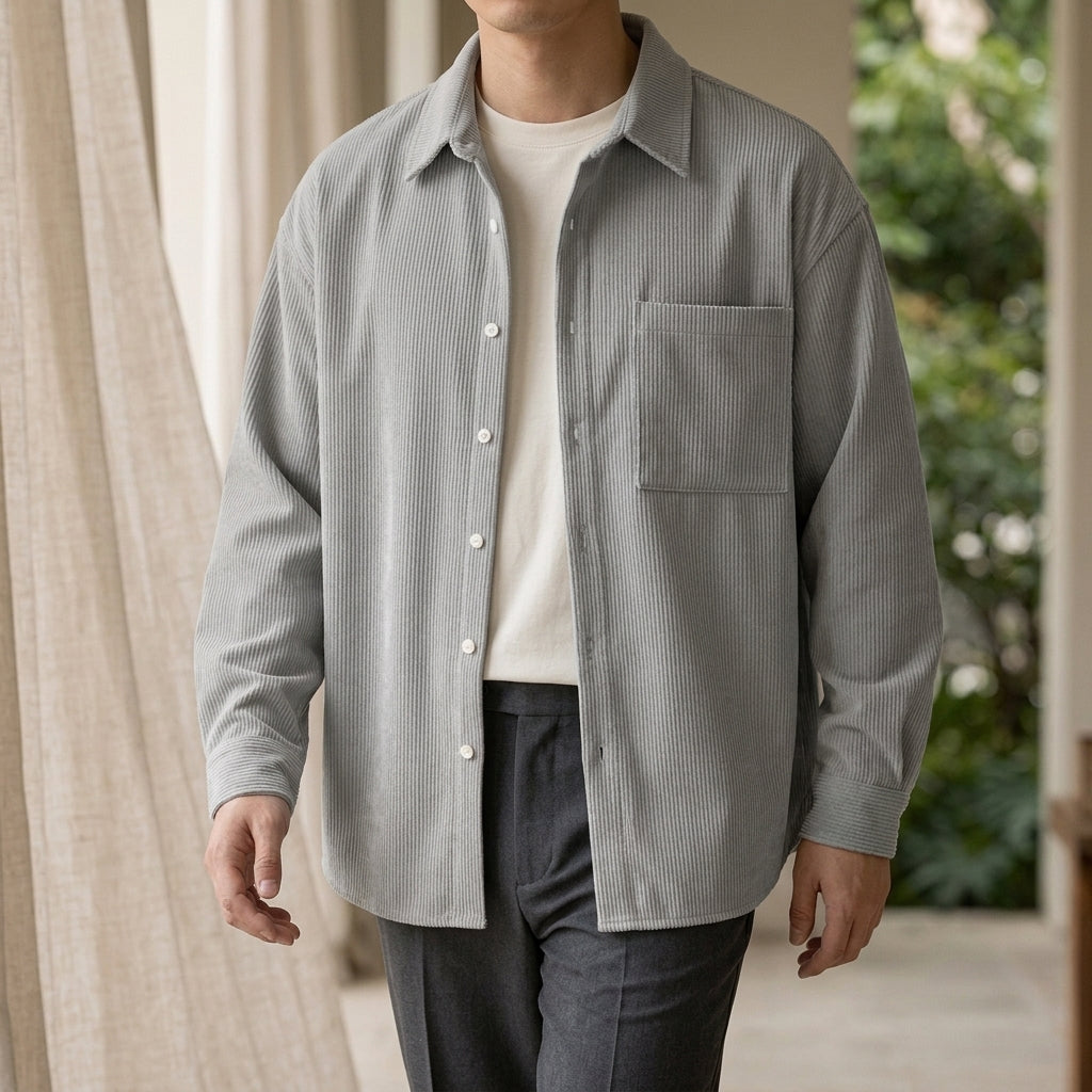 Knox Corduroy Shirt - Light Gray