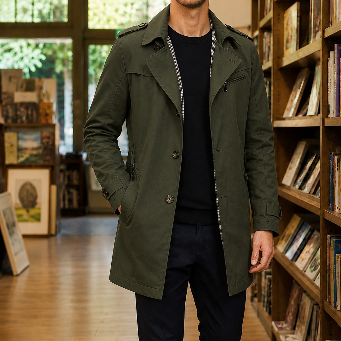 Thaddeus Trench Coat - Armeegrün