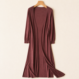 Renata-Pearl Longline Cardigan - Coffee