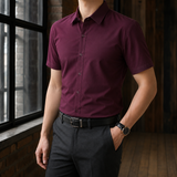 Orion Slim Shirt - Short Sleeve Shirt Burgundy