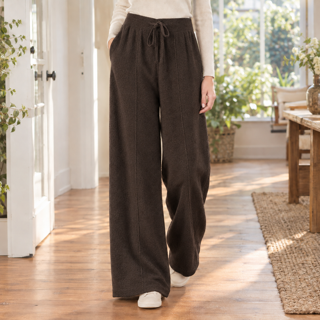 Rebekah Wide Leg Pants - Mocha Brown