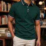 Ennis Striped Polo - Dark Green