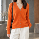 Guinevere-Kate V-Neck Cardigan - Orange