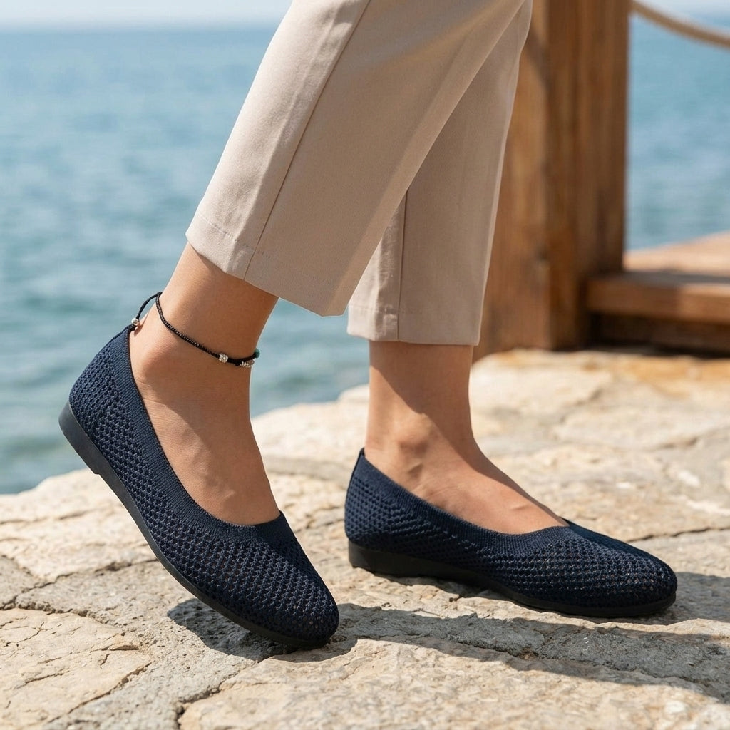 Sorrento Knit Ballet Flats - Bleu Marine