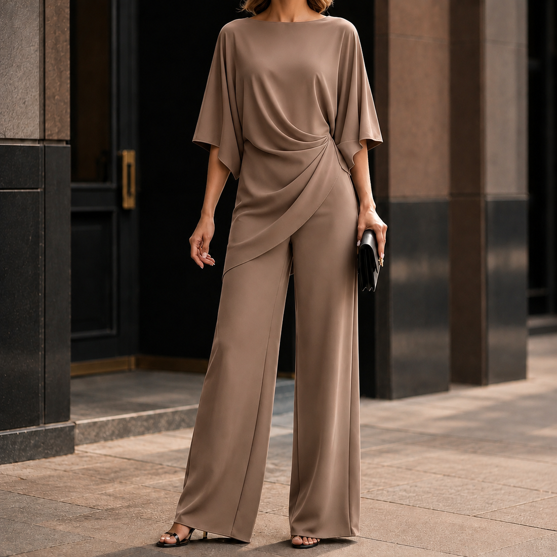 Katia-Sage Draped Set - Brown