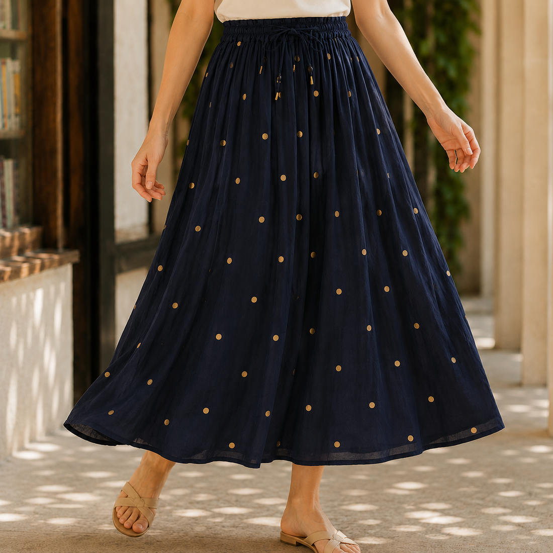 Imogen Polka Dot Skirt - Navy