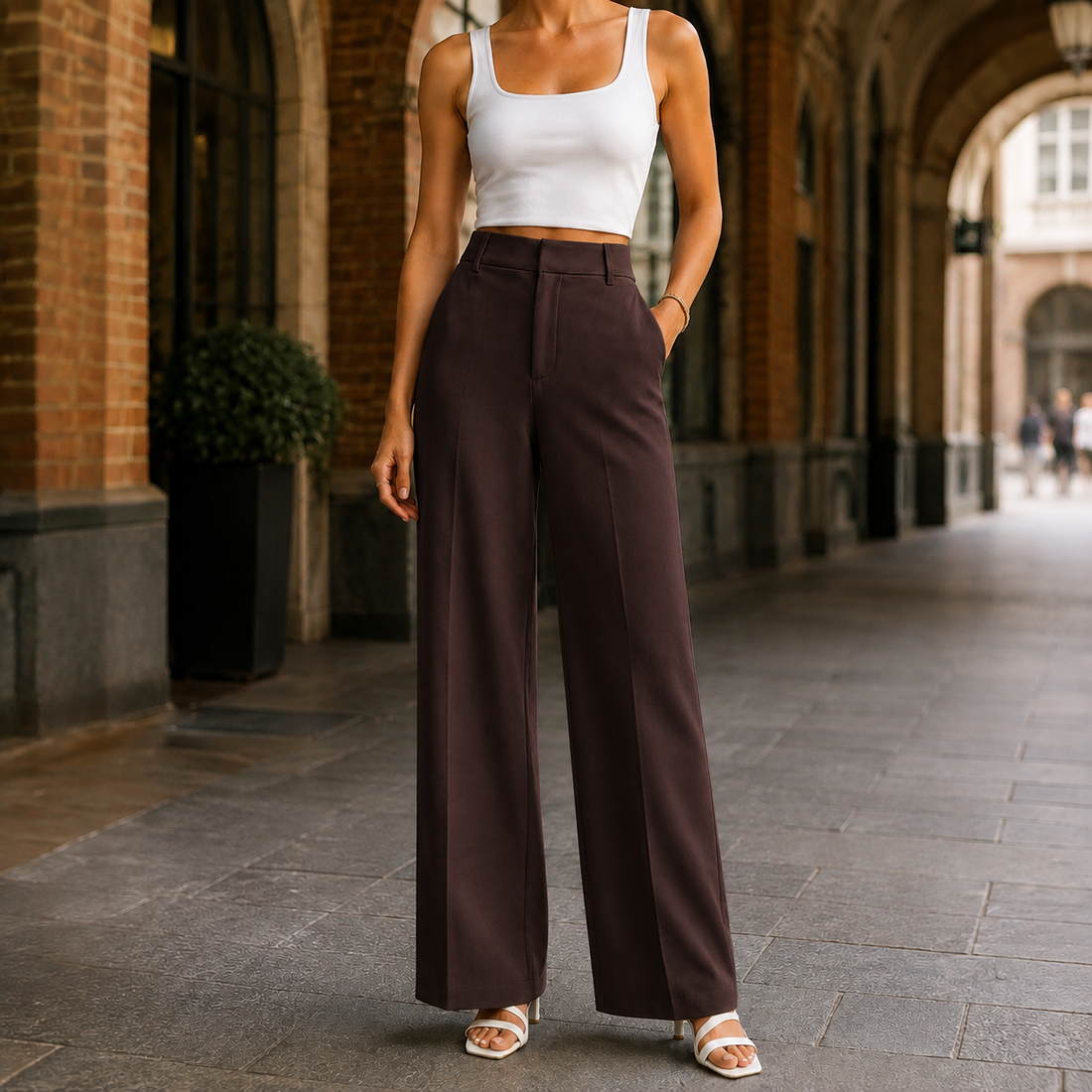 Rosalie-Faye Wide Leg Pants - Brown