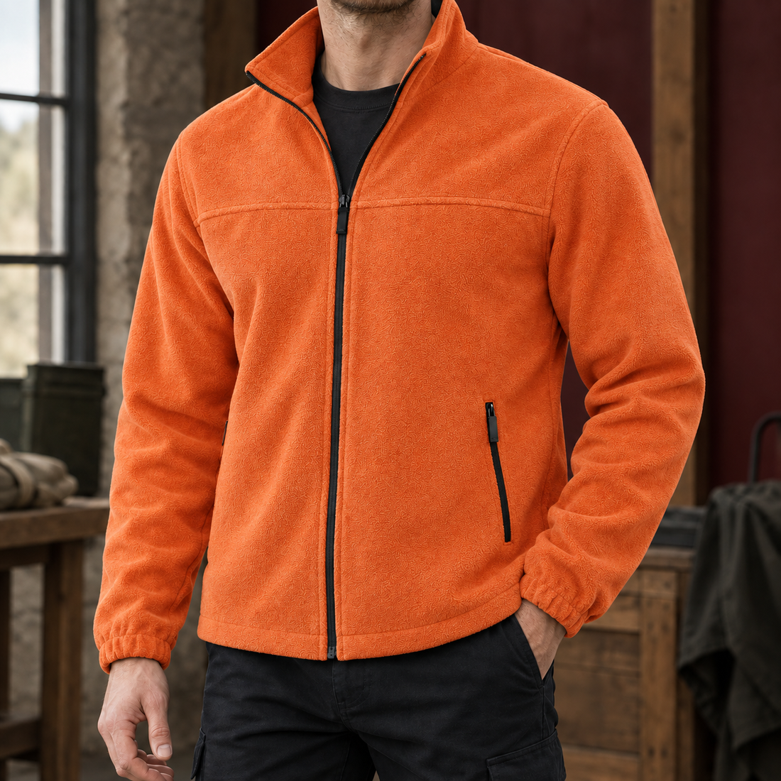 Godfrey Stand Collar Jacket - Orange