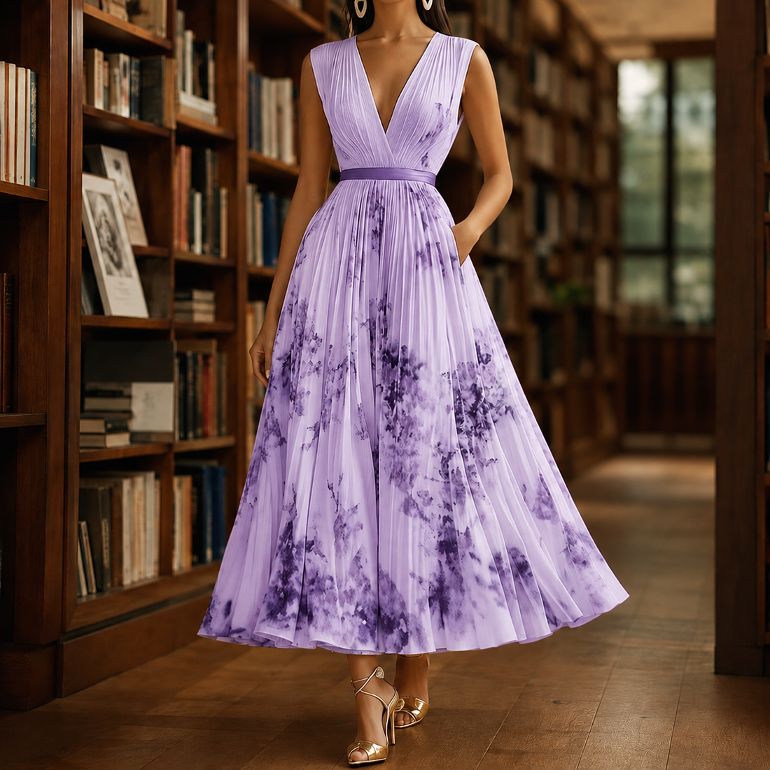 Sabine-Jane Pleated Maxi Dress - Purple
