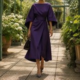 Astrid-Hope Belted Midi Dress - Purple