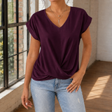 Willa V Neck Top - Burgundy