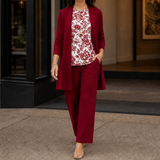 Ingrid-Belle Printed Three-Piece Set - White & Red