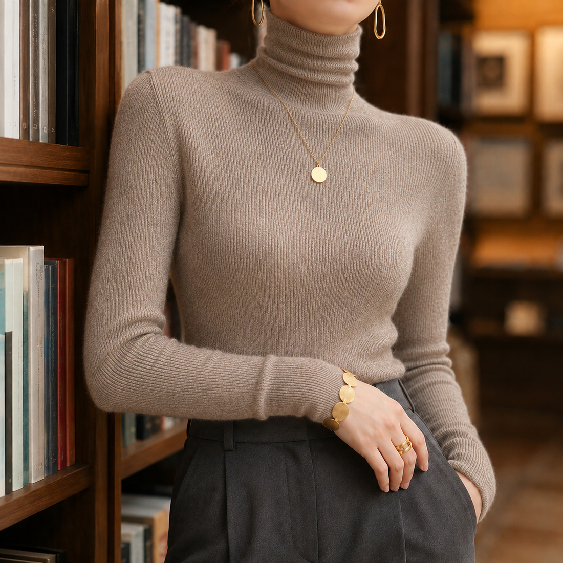 Genevieve-Rose Cashmere Sweater - Camel