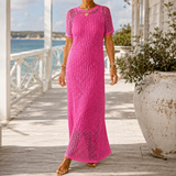 Willa Crochet Maxi Dress - Dark Pink