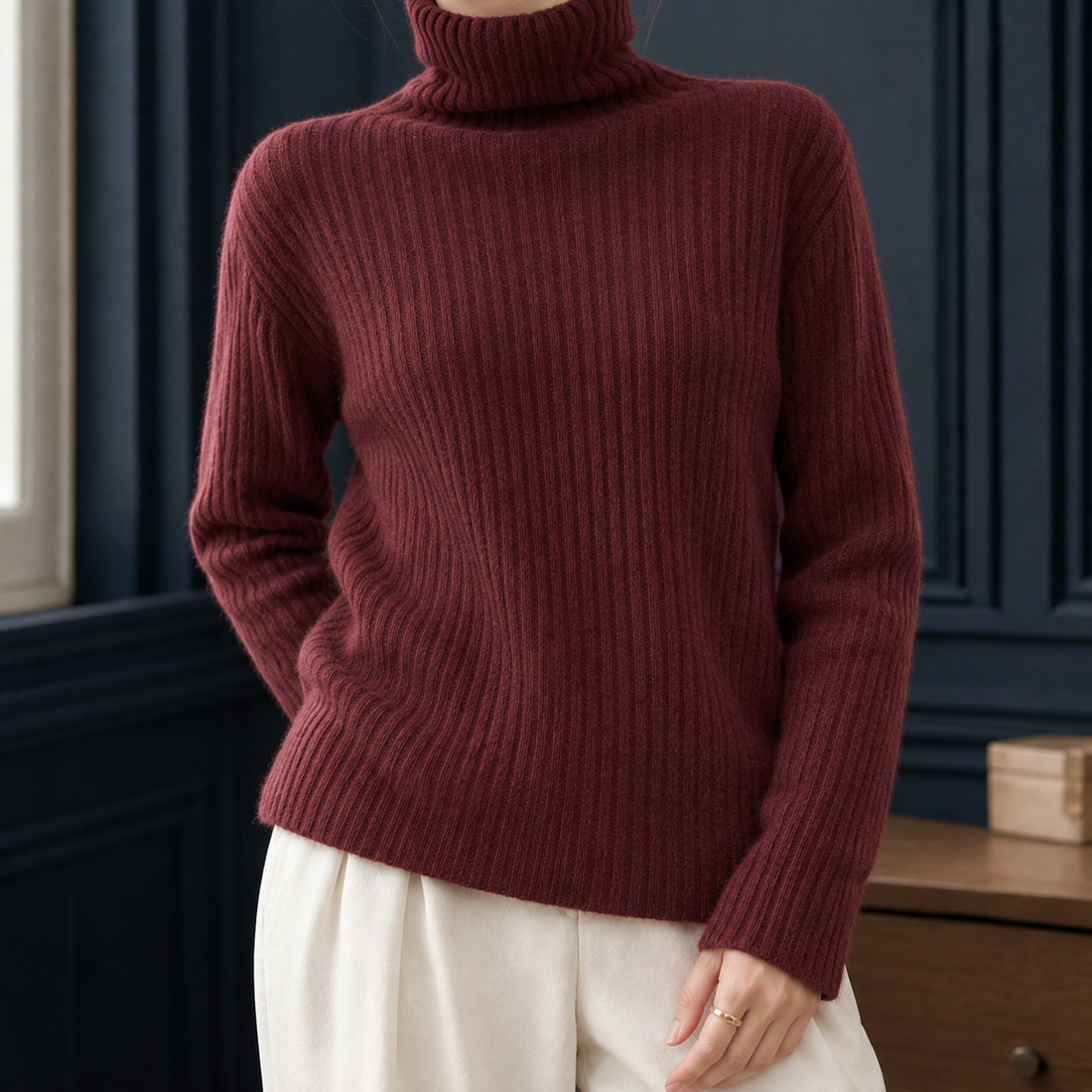 Annabel-Claire Turtleneck Sweater - Red