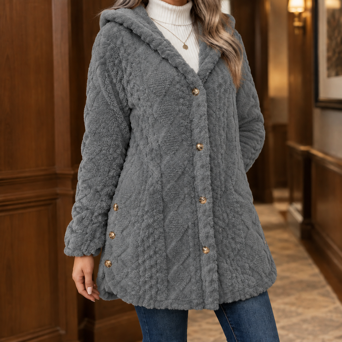 Livia-Sage Textured Jacket - Gray