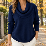 Eva-Claire Cowl Neck Sweater - Navy Blue
