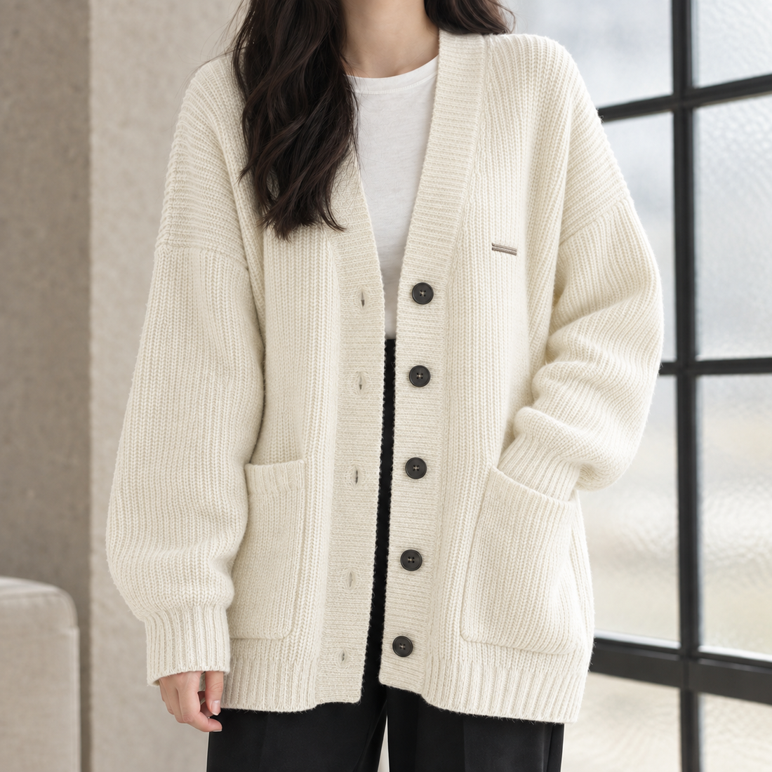 Lauren-Elise Ribbed Cardigan - Label White