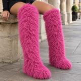 Bembo Shaggy Boots - Rose Red