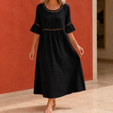 Estella-Rae Eyelet Midi Dress - Black