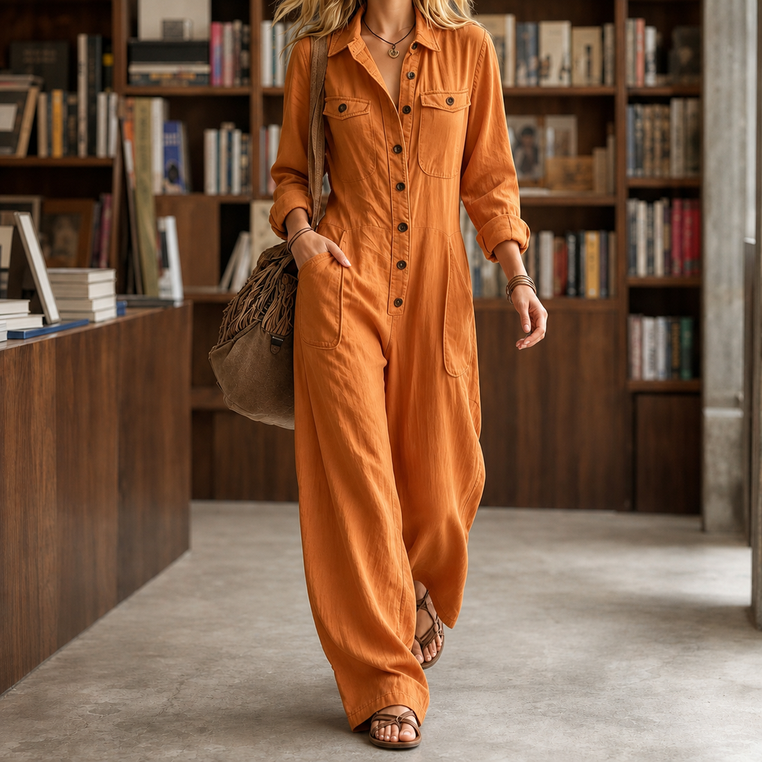 Philippa-Jane Utility Jumpsuit - Orange