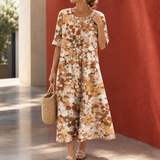 Blair-Pearl Printed Midi Dress - Khaki