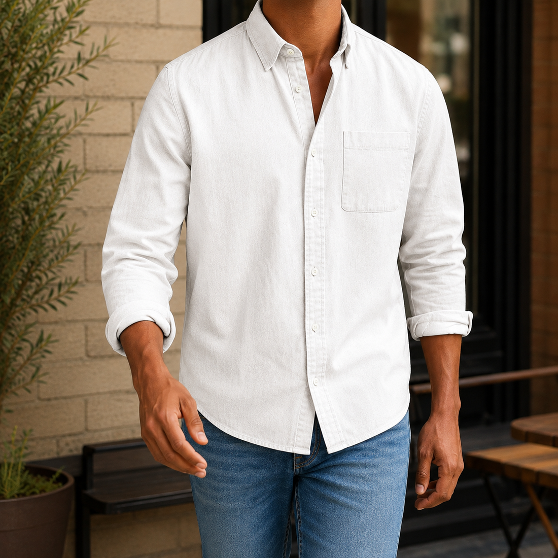 Carter Chambray Shirt - White
