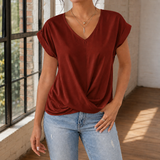 Willa V Neck Top - Red