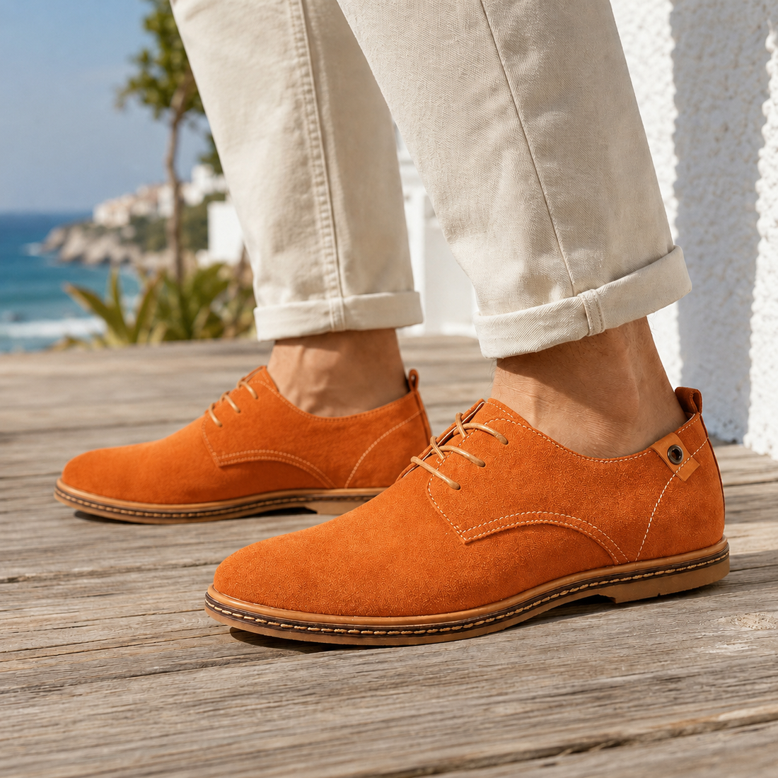 Santoro Suede Derby Shoes - Orange