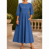 Saskia Gathered Maxi Dress - Blue