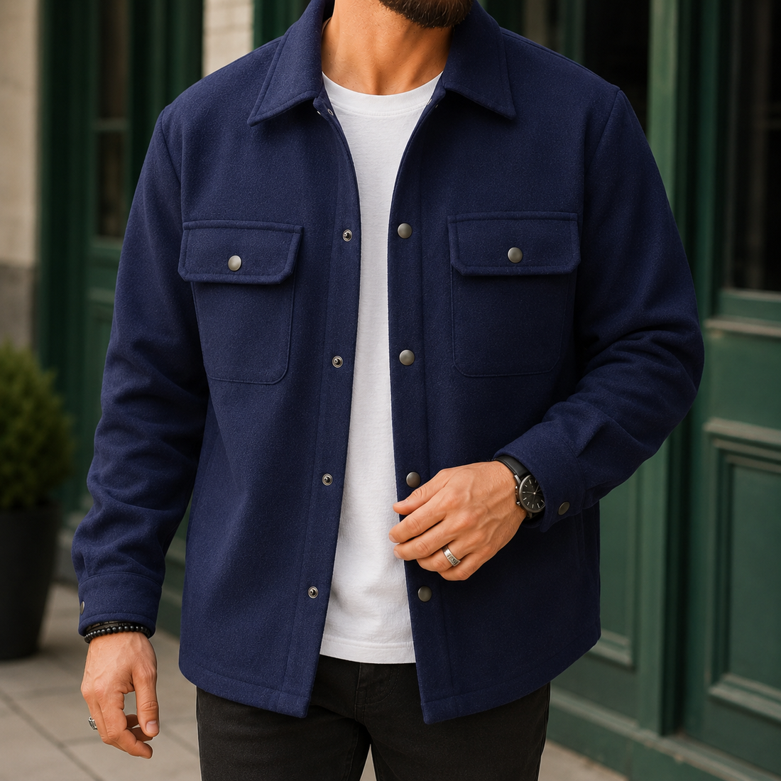 Fabian Brushed Jacket - Deep Navy