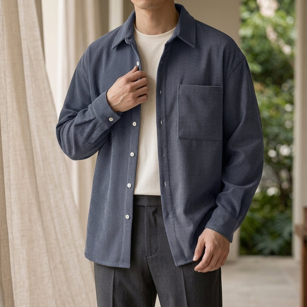 Knox Corduroy Shirt - Dusty Blue